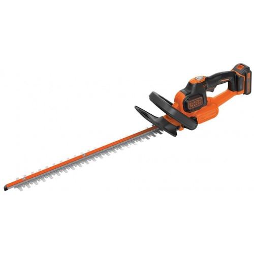 Foarfeca electrica pentru tuns gard viu, Black & Decker, cu acumulator 18 V, 2.0 Ah, lama 45 cm