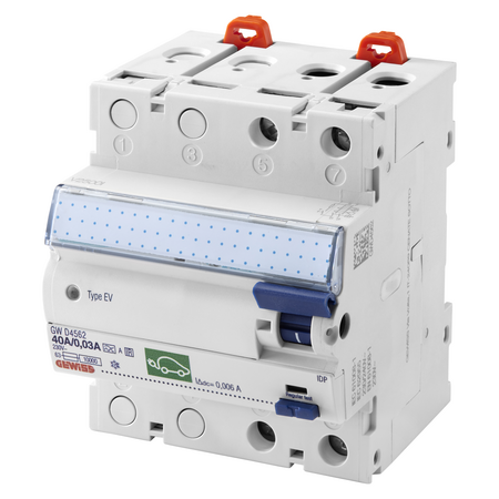 ÎNTRERUPATOR DE CURENT REZIDUAL PENTRU ÎNCARCATOARELE VEHICULELOR ELECTRICE - IDP - 2P 40A TIP A[EV] IDN=0,03A - 4 MODULE