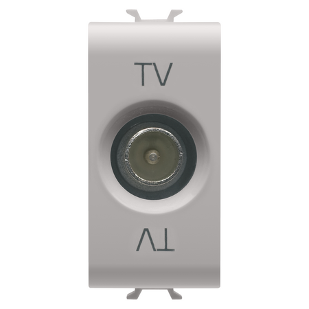 PRIZA TV COAXIALA, ECRANARE CLASA A - CONECTOR tatA IEC 9,5 mm - ALIMENTARE 5 dB - 1 MODUL - BEJ SATINAT NATURAL - CHORUSMART