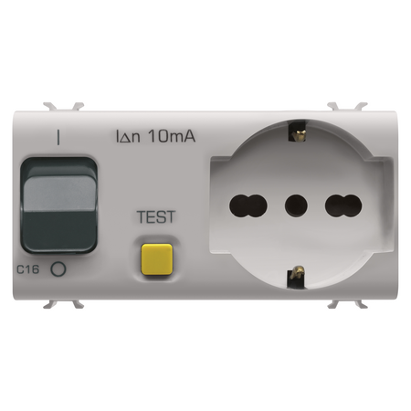 PRIZA CU întrerupAtor CU INTERBLOCARE - 2P+E 16A - P40 - CU ÎNTRERUPATOR CIRCUIT RESID.CURRENT 1P+N 16A - 230Vca - 4 MODULE - NAT. BEJ SATINAT - CHORUSMART