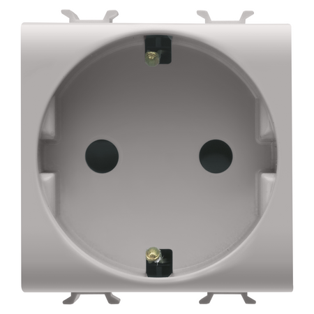 PRIZA STANDARD GERMANA 250V C.A. - BORNE DE CABLARE RAPIDA - 2P+E 16A - 2 MODULE - BEJ SATINAT NATURAL - CHORUSMART