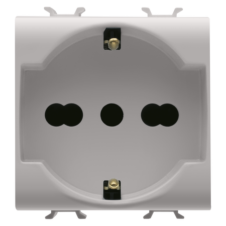 PRIZA STANDARD ITALIANA/GERMANA 250V C.A. - 2P+E 16A CU AMPERAJ DUBLU - 2 MODULE - BEJ SATINAT NATURAL - CHORUSMART