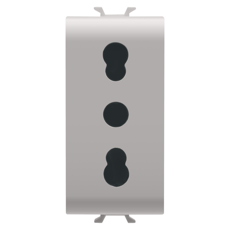 PRIZA STANDARD ITALIANA 250V C.A. - 2P+E 16A CU AMPERAJ DUBLU - P11-P17 - 1 MODUL - BEJ SATINAT NATURAL - CHORUSMART