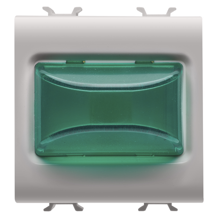 LAMPA INDICATOARE PROEMINENTA - 12V c.a./c.c. / 230V c.a. 50/60 Hz - VERDE - 2 MODULE - BEJ SATINAT NATURAL - CHORUSMART