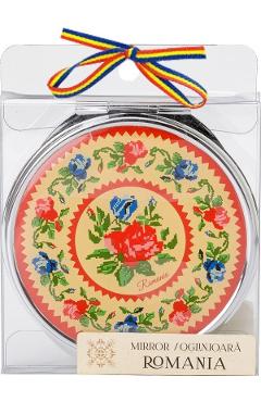 Oglinjoara: Motive traditionale model floral. Chenar rosu