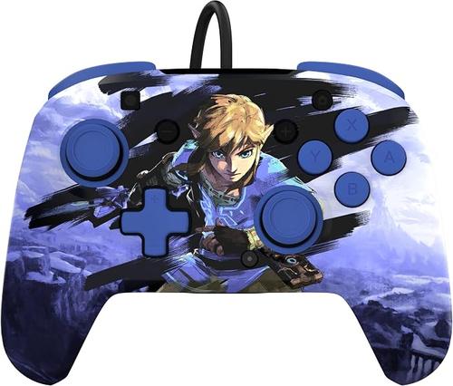Controller cu fir PDP Faceoff Deluxe+Audio Warrior Link pentru Nintedo Switch (Albastru/Negru)