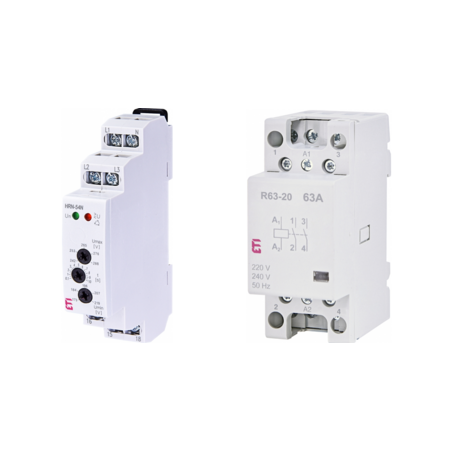 Pachet Protectie Tensiune trifazata: Releu HRN-54N + Releu de Comutare R-63-20