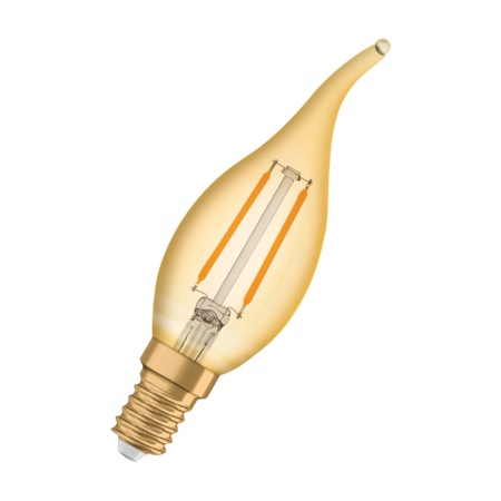 Bec LED Ledvance (Osram)  Vintage 1906 Classic BA 22 Filament 2,5 W 824 Gold E14, 220 lm, 2400 K, 300°, auriu