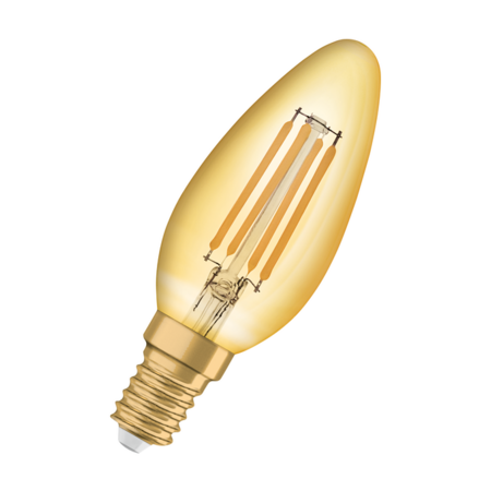 Bec LED Ledvance (Osram)  Vintage 1906 Classic B 35 Filament 4 W 824 Gold E14, 410 lm, 2400 K, 300°, auriu