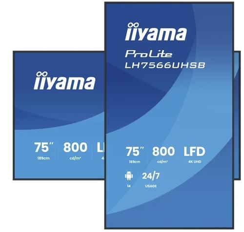 Display Profesional iiyama 75inch LH7566UHSB-B1AG, UHD (3840 x 2160), HDMI (Negru)