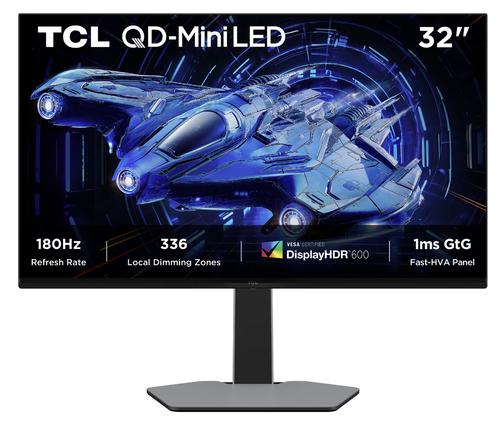 Monitor Gaming QD-Mini LED TCL 32G64, 32inch, QHD (2560x1440), Fast-HVA, 180Hz, 1ms GTG, HDR600, Freesync & G-SYNC Compatible, Flicker-Free, Low Blue Light, Boxe, 2 x HDMI 2.1, DP 1.4, VESA, Pivot, Negru