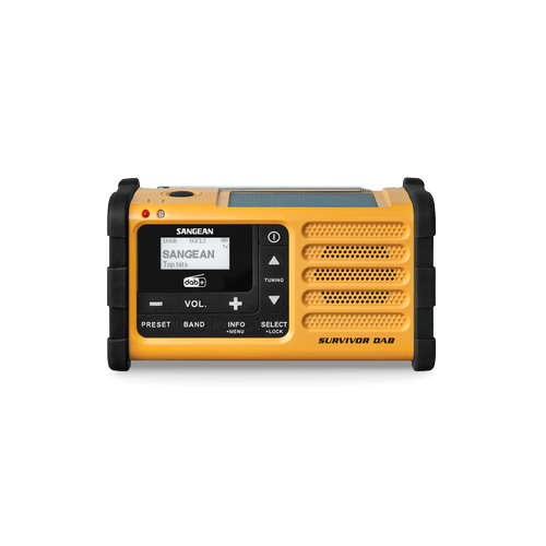 Radio portabil solar cu manivela Sangean MMR-88DAB+, FM, DAB+, Lanterna, Micro USB (Galben)