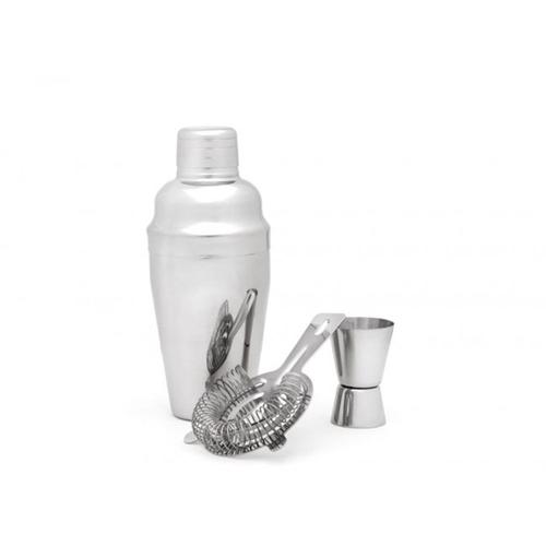 Set trei piese pentru bar Shaker, strecuratoare si jigger, inox