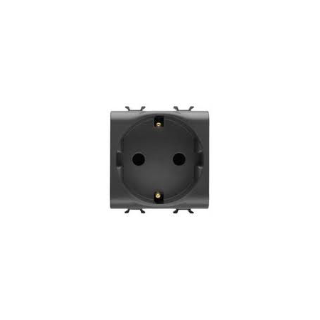 Priza modulara schuko standard german, 2 module, 16A 2P+E, Gewiss Chorus, Negru