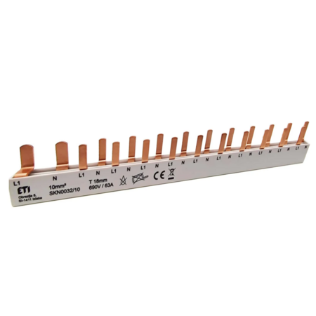 Bara de conexiune tip pin pieptene monofazata ETI 002921155 10mm2 1P 54 module 1m