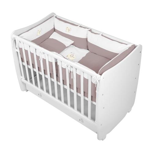 Set lenjerie pat 15 piese Lorelli Jersey, 60x120 cm, cu broderie, Bej