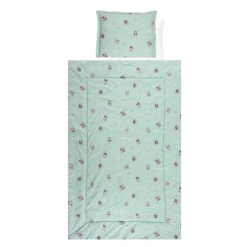 Set lenjerie pat 4 piese Lorelli Friends Green, bumbac ranforce, Verde