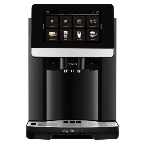 Espressor automat Samus Magnifique 19, 1450 W, 19 bari, Ecran IMD 7inch, Rezervor apa 1.7l, 20 tipuri bauturi, Rasnita incorporata, Capacitate boabe 250 gr (Negru)