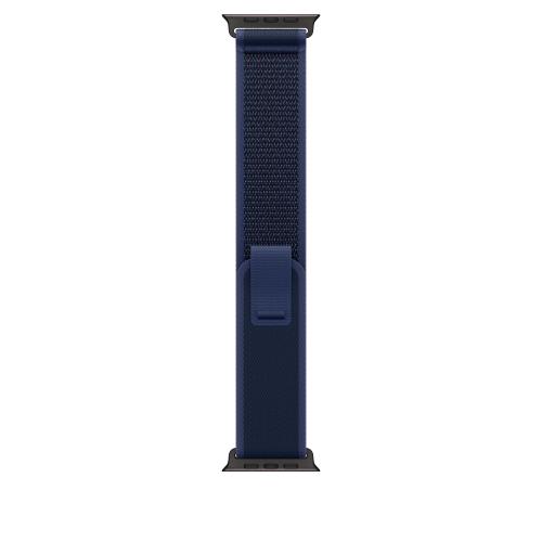 Curea Smartwach Apple MYQ73ZM/A pentru Watch 49mm, Trail Loop, S/M, Black Titanium Finish (Albastru)