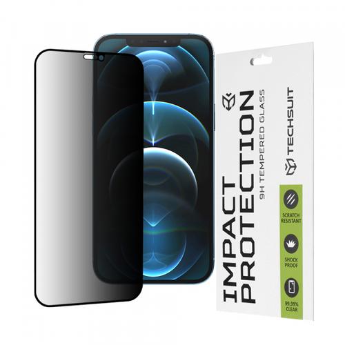 Folie de protectie Ecran Privacy Techsuit pentru Apple iPhone 12 Pro Max, Sticla Securizata, Full Glue, 111D