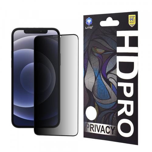 Folie de protectie Ecran Privacy Lito HD Pro pentru Apple iPhone 12 / 12 Pro, Sticla Securizata, Full Glue