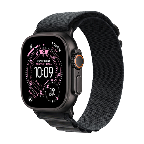 Smartwatch Apple Watch Ultra 3, 49mm, GPS + Cellular, Ecran Retina LTPO OLED, Chip S10 cu Procesor Dual-Core, 64GB Flash, Wi-Fi, Bluetooth, NFC, Alpine Loop Small (Negru)
