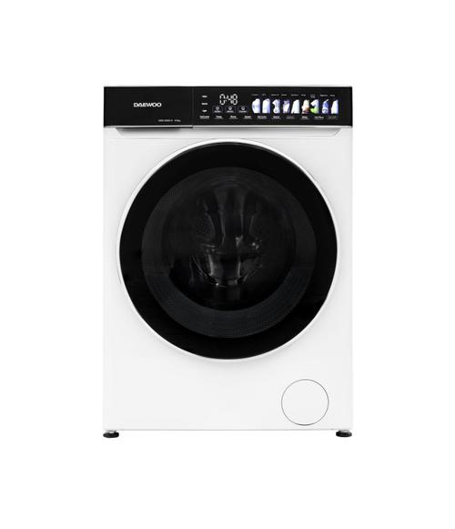 Masina de spalat rufe Daewoo DWD-DS9014, 9 kg, motor inverter, 1400 rpm, 12 programe, butoane touch, panou de control negru cu pictograme colorate, usa dubla neagra, Clasa A (Alb)