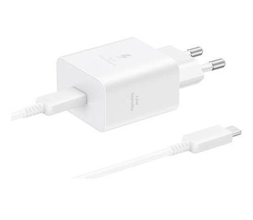 Incarcator retea Samsung Super Fast Charger EP-T4511XWEGEU (2025), 45W, port USB Type-C, Low Standby, cablu Type-C - Type-C (5A) inclus (Alb)