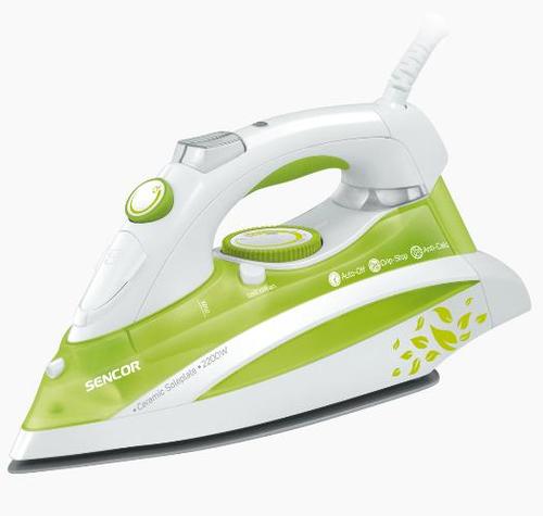 Fier de calcat cu aburi Sencor SSI 8440GR, Talpa Ceramica, 2200W, 0.38l (Alb-Verde)