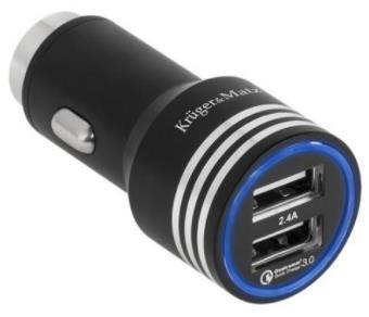 Incarcator Auto Kruger & Matz KM0212, 2 x USB 2.4A (Negru)