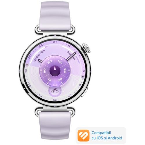 Smartwatch Huawei Watch GT 6, 41MM, Ecran AMOLED 1.32inch, Bluetooth, GPS, Monitorizare sanatate emotionala, Curea Mov Fluoroelastomer, 5 ATM (Mov)