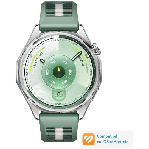 Smartwatch Huawei Watch GT 6, 46MM, Ecran AMOLED 1.47inch, Bluetooth, GPS, Monitorizare sanatate emotionala, Curea Verde Compozit, 5 ATM (Verde)