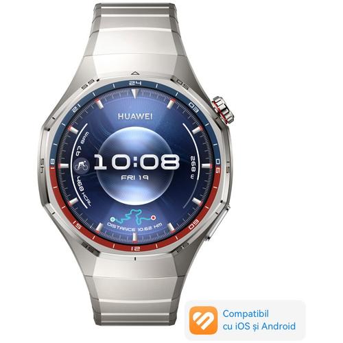 Smartwatch Huawei Watch GT 6 Pro, 46MM, Ecran AMOLED LTPO 1.47inch, Bluetooth, GPS, Monitorizare sanatate emotionala, Curea Titan, 5 ATM (Argintiu)