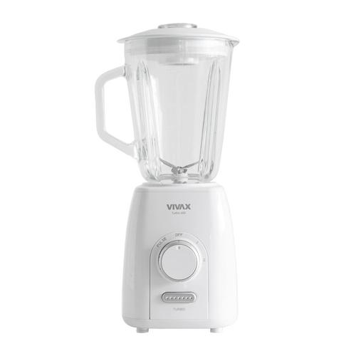 Blender Vivax BL-600G, 600 W, capacitate 1, 5 L, borcan de sticla, 2 viteze (Alb)