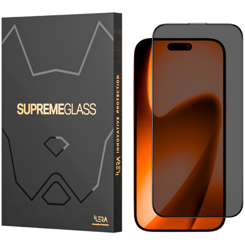 Folie Protectie Sticla Privacy iLera DeLuxe Incognito Glass pentru iPhone 17 Pro Max (Transparent/Negru)