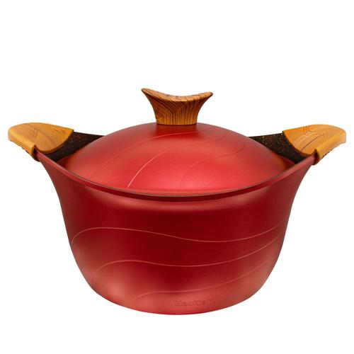 Oala cu capac Neoklein CS20, diametru 20 cm, capacitate 2.1 L, aluminiu turnat, invelis anti-aderent (Rosu)