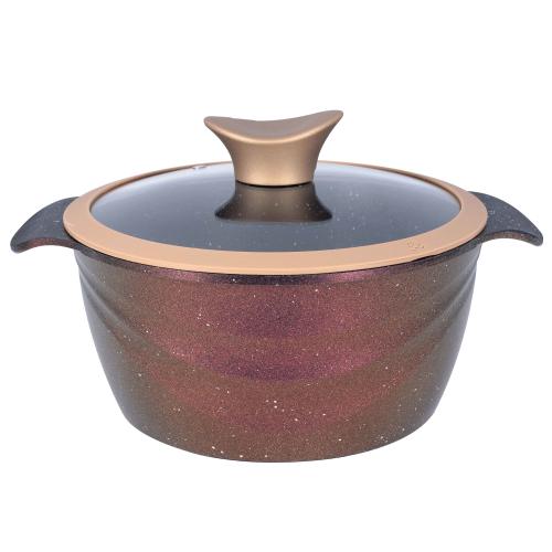 Oala Neoklein CSG18-Royal, cu capac din sticla, 18 cm, 1.8 L, aluminiu turnat, invelis anti-aderent, Royal (Bronz)