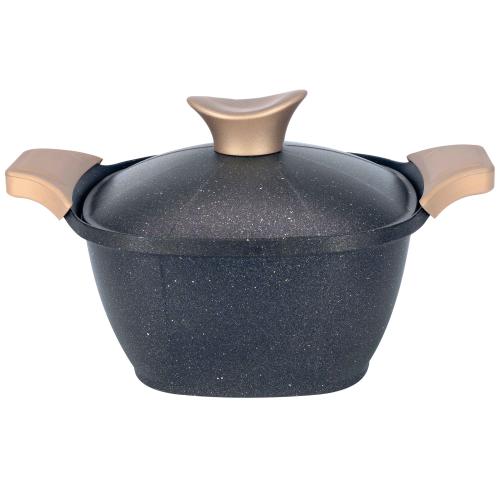 Oala Neoklein SCS20-Black, cu capac, 20 cm, 2.7 L, aluminiu turnat, invelis anti-aderent (Negru)