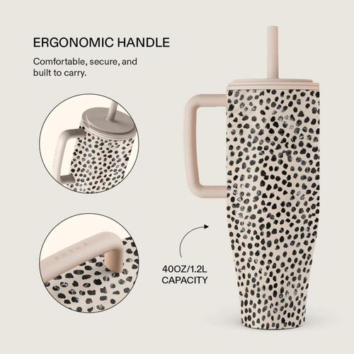 Cana Termos Burga Almond Latte, 1.2 L, cu capac anti scurgeri si pai reutilizabil, inox