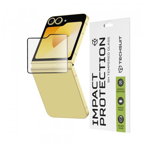 Folie de protectie Ecran Exterior Techsuit pentru Samsung Galaxy Z Flip6 F741, Sticla Securizata, Full Glue, 111D, Neagra
