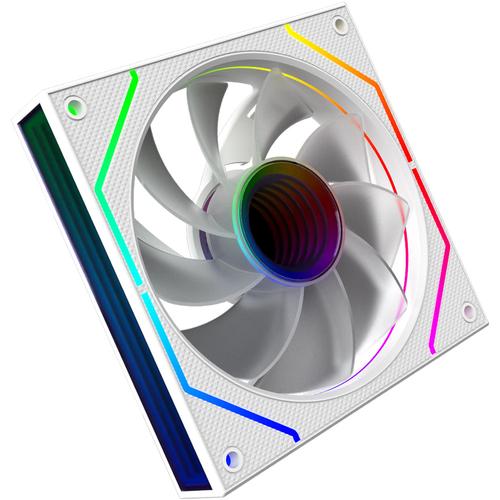 Ventilato AQIRYS Cetus 4P-12RB26-ARGB, Reverse Blade, 120mm, iluminare aRGB, 1200rpm (Alb)