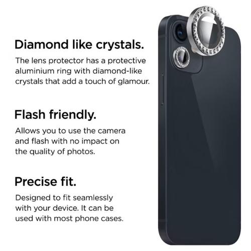 Folie Sticla Camera La Lumiere Diamond Lens pentru Apple iPhone 15 / 15 Plus (Argintiu)