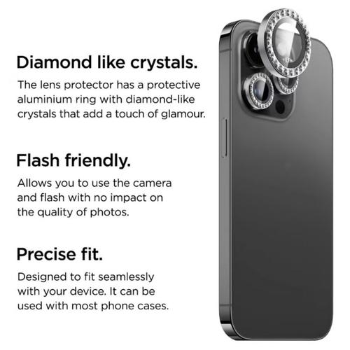 Folie Sticla La Lumiere Camera Diamond Lens pentru Apple iPhone 14 Pro / 14 Pro Max (Argintiu)