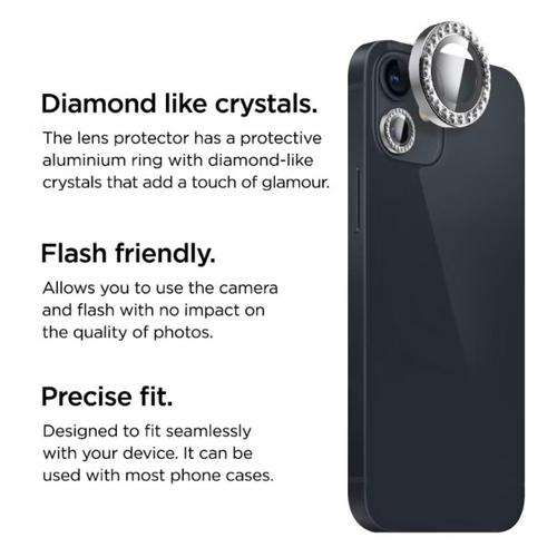 Folie Sticla La Lumiere Camera Diamond Lens pentru Apple iPhone 14 / 14 Plus (Argintiu)