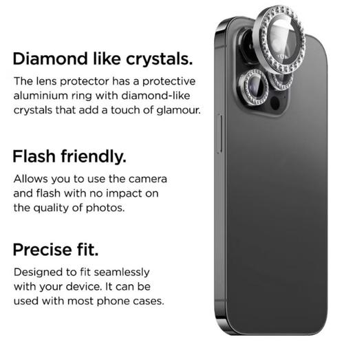 Folie Sticla Camera La Lumiere Diamond Lens pentru Apple iPhone 15 Pro / 15 Pro Max (Argintiu)