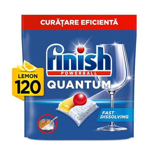 Detergent capsule pentru masina de spalat vase Finish Quantum Lemon, 120 spalari