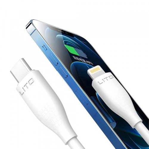 Cablu Date si Incarcare USB-C - Lightning Lito LD03, 60W, 1m, Alb