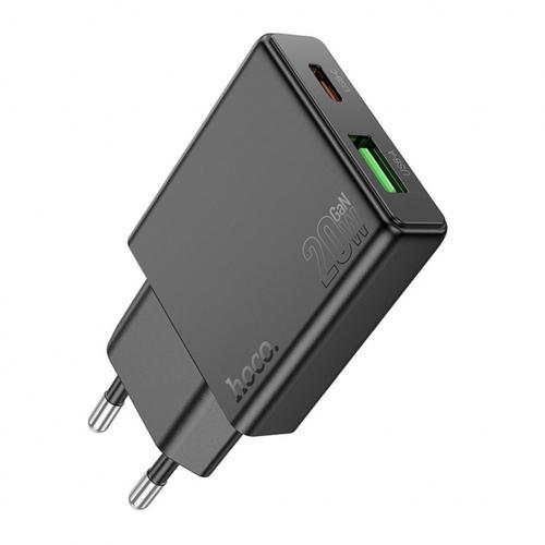 Incarcator Retea HOCO N38, 20W, 3A, 1 x USB-A - 1 x USB-C (Negru)