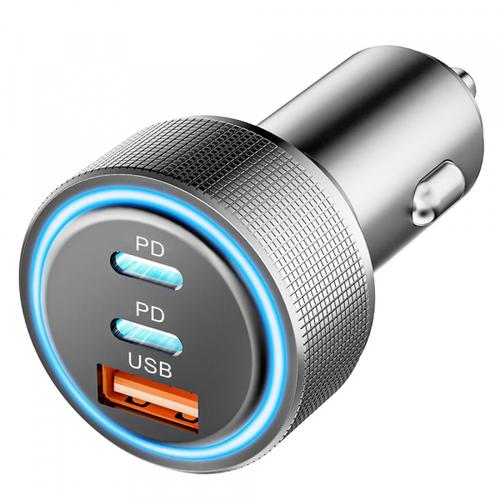 Incarcator Auto Techsuit C6 DriveBoost, 60W, 3A, 1 x USB-A - 2 x USB-C (Argintiu)