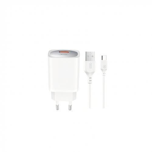Incarcator Retea Cu Cablu USB-C XO Design CE19, 18W, 3A, 1 x USB-A (Alb)
